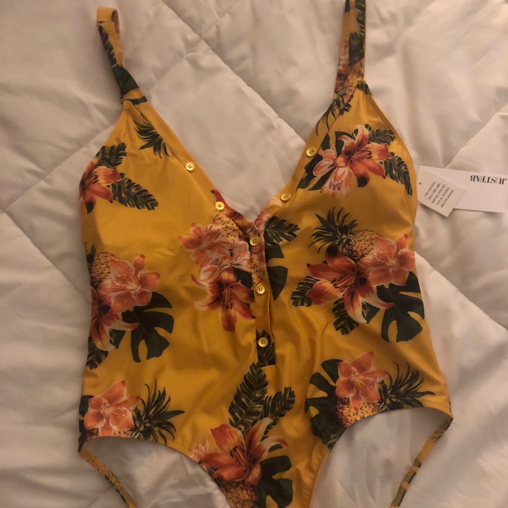 New! JustFab One Piece Floral Suit